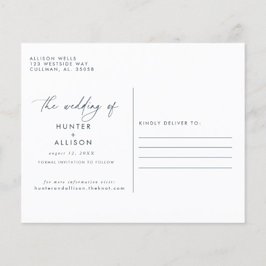 Dusty Blue Wedding Briefkaart (Achterkant)