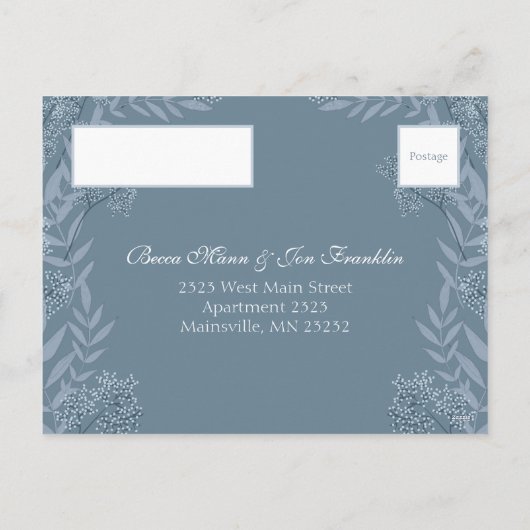 Dusty Blue Wedding  Briefkaart RSVP (Achterkant)