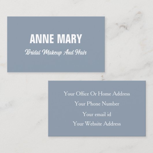 Dusty Blue Wedding Bruids Make-up Artist Hair Salo Visitekaartje (Voorkant / Achterkant)