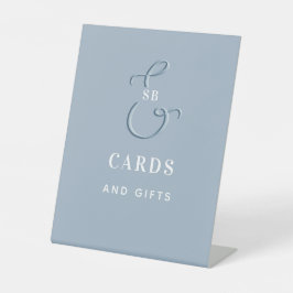 Dusty Blue Wedding Cards en Gifts Reclamebord Met Voetstuk