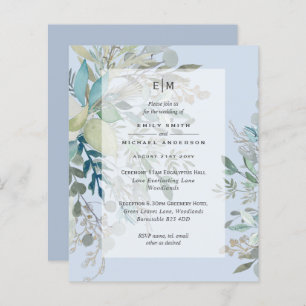 Dusty Blue Wedding Ceremony en Reception Invite