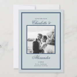 Dusty Blue Wedding Classic Script Save the Date Kaart