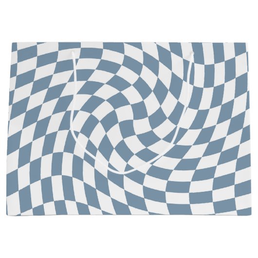 Dusty Blue Wedding Collectie Check Gecontroleerd Groot Cadeauzakje (Voorkant)