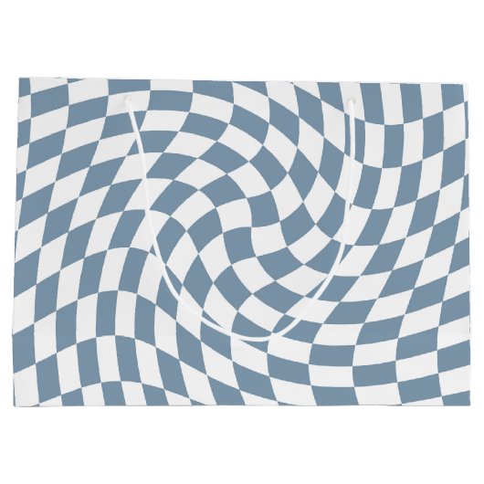 Dusty Blue Wedding Collectie Check Gecontroleerd Groot Cadeauzakje (Achterkant)