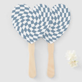 Dusty Blue Wedding Collectie Check Gecontroleerd Handwaaier (Voorkant en achterkant)