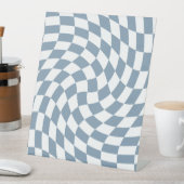 Dusty Blue Wedding Collectie Check Gecontroleerd Reclamebord Met Voetstuk (Insitu)