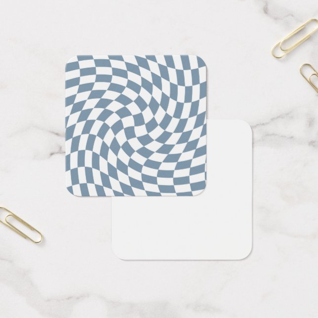 Dusty Blue Wedding Collectie Check Gecontroleerd Vierkante Visitekaartjes (Kantoor)