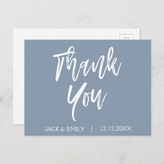Dusty Blue Wedding Dank u Bedankt Briefkaart (Voorkant / Achterkant)