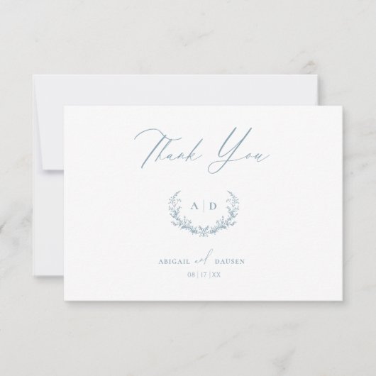 Dusty Blue Wedding Day Bedankt Flat Note Kaart (Voorkant)