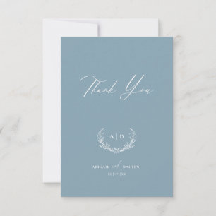 Dusty Blue Wedding Day Bedankt Flat Note Kaart