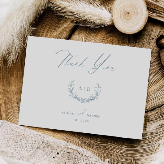 Dusty Blue Wedding Day Bedankt Flat Note Kaart