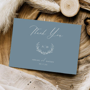 Dusty Blue Wedding Day Bedankt Flat Note Kaart