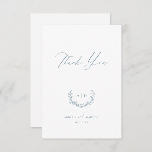 Dusty Blue Wedding Day Bedankt Flat Note Kaart (Voorkant / Achterkant)