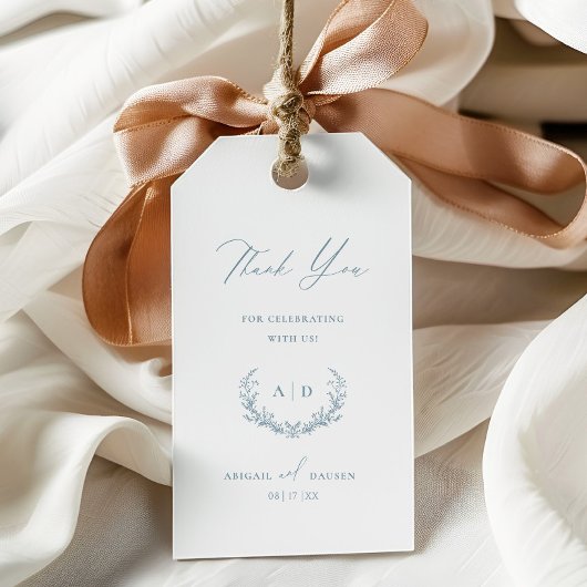 Dusty Blue Wedding Day Dank u wel voor cadeau Labe Cadeaulabel