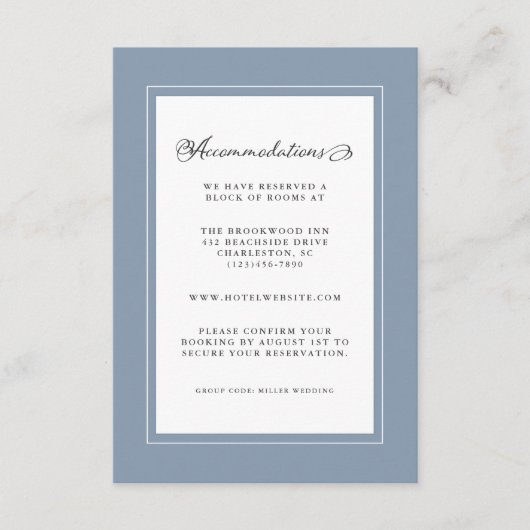 Dusty Blue Wedding Detail Modern Chic Borders Informatiekaartje (Voorkant)