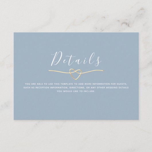 Dusty Blue Wedding Details Behuizing Kaart (Voorkant)