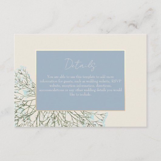 Dusty Blue Wedding Details Informatiekaartje (Voorkant)