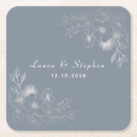 Dusty Blue Wedding Drink Onderzetter (Voorkant)