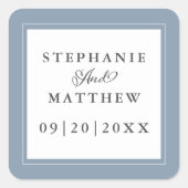 Dusty Blue Wedding Elegant Calligraphy Chic Favor Vierkante Sticker (Voorkant)