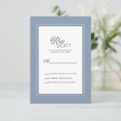 Dusty Blue Wedding Elegant Calligraphy Enclosure RSVP Kaartje (Staand voorkant)