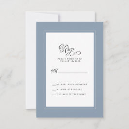 Dusty Blue Wedding Elegant Calligraphy Enclosure RSVP Kaartje