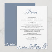 Dusty Blue Wedding  Elegant Classic Menu (Voorkant / Achterkant)