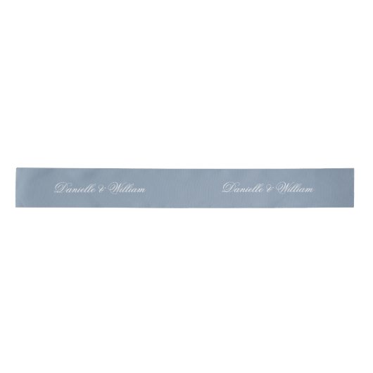 Dusty Blue Wedding Elegant Script Kalligrafie Satijnen Lint (Voorkant)