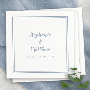Dusty Blue Wedding Elegant Simple Modern Reception Servet