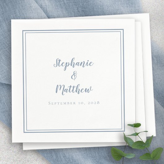 Dusty Blue Wedding Elegant Simple Modern Reception Servet
