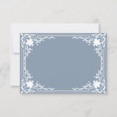  Dusty Blue Wedding Elegant White Script RSVP Kaartje (Achterkant)