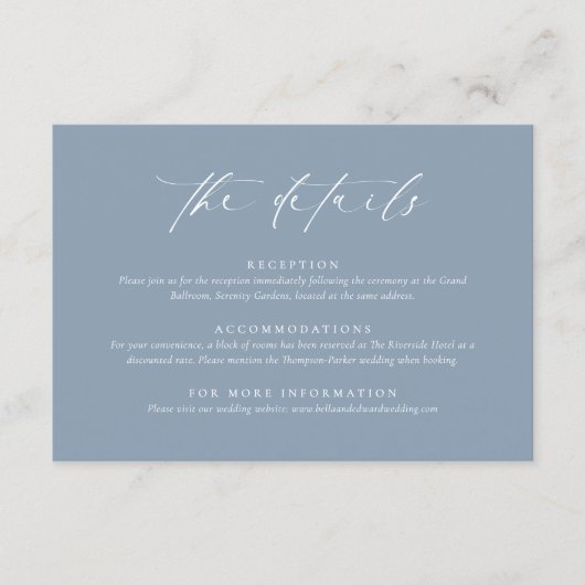 Dusty Blue Wedding Enclosure Card Informatiekaartje (Voorkant)