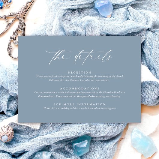 Dusty Blue Wedding Enclosure Card Informatiekaartje