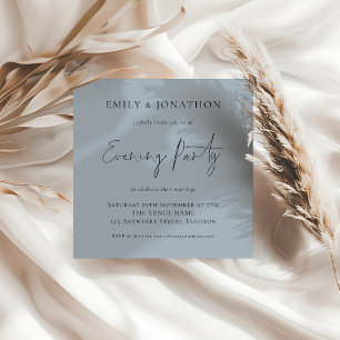 Dusty Blue Wedding Evening Party Uitnodigen Notitiekaartje