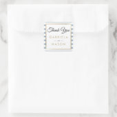 Dusty Blue Wedding Faux Gold Foil Dank u Vierkante Sticker (Tas)