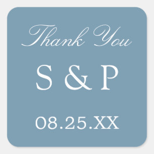 Dusty Blue Wedding Favor Dank je Sticker