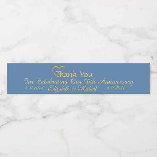 Dusty Blue Wedding Favor Waterfles Etiket (Enkel label)