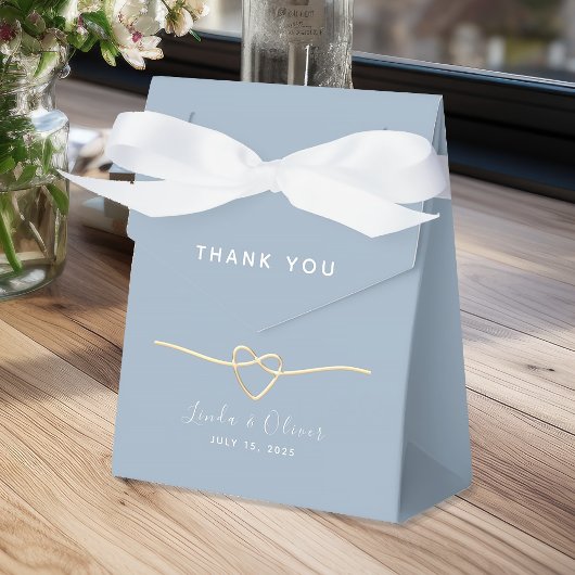 Dusty Blue Wedding Favoriet Box met Rope Heart Bedankdoosjes