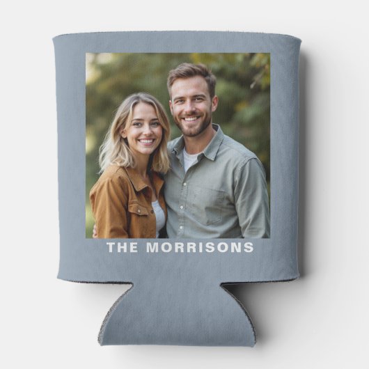 Dusty Blue Wedding Favoriet Foto Modern Minimalist Blikjeskoeler (Achterkant)