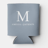 Dusty Blue Wedding Favoriet Monogram Naam Hart Blikjeskoeler (Voorkant)