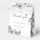 Dusty Blue Wedding Floral Elegant Script Rustic Bedankdoosjes (Voorkant Zijde)