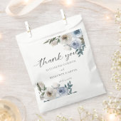 Dusty Blue Wedding Floral Elegant Script Rustic Bedankzakje (Geknipt)