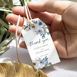 Dusty Blue Wedding Floral Elegant Script Rustic Cadeaulabel