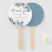 Dusty Blue Wedding Floral Elegant Script Rustic Handwaaier (Voorkant en achterkant)