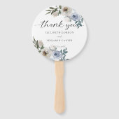 Dusty Blue Wedding Floral Elegant Script Rustic Handwaaier (Voorkant)