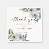 Dusty Blue Wedding Floral Elegant Script Rustic Servet (Voorkant)