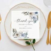 Dusty Blue Wedding Floral Elegant Script Rustic Servet