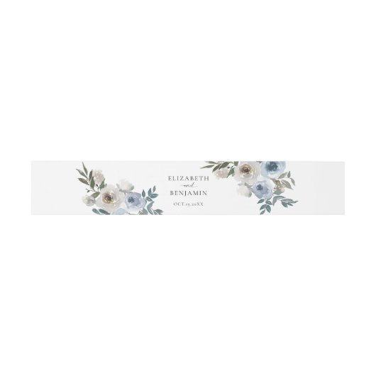 Dusty Blue Wedding Floral Elegant Script Rustic Uitnodigingen Wikkel (Vlak)