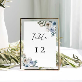 Dusty Blue Wedding Floral Elegant Simple Kaart