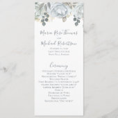 Dusty Blue Wedding Floral Script Programma Programmakaart (Voorkant)