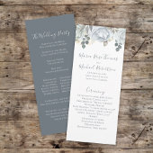Dusty Blue Wedding Floral Script Programma Programmakaart